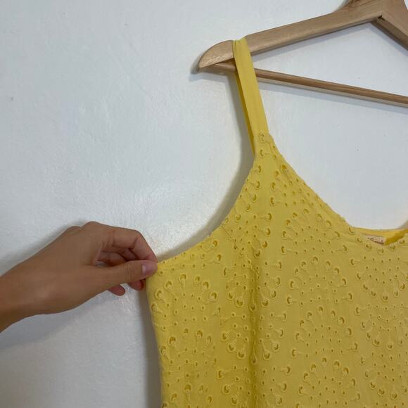 Vintage Yellow Eyelet Cotton Tiered Midi Sundress - Picture 3 of 8